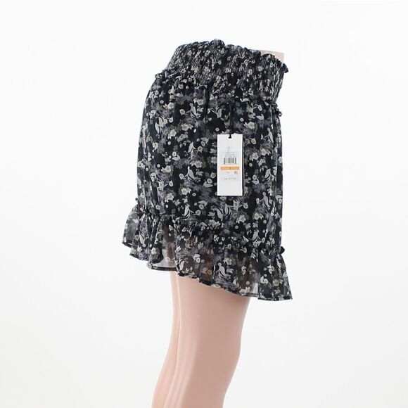 DKNY Jeans Ruffle-Hem Mini Skirt Black Indigo Multi - Picture 5 of 5